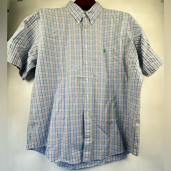 Ralph Lauren Other - Ralph Lauren Shirt Mens XL‎ Blue Pink Plaid Short Sleeve Green Pony